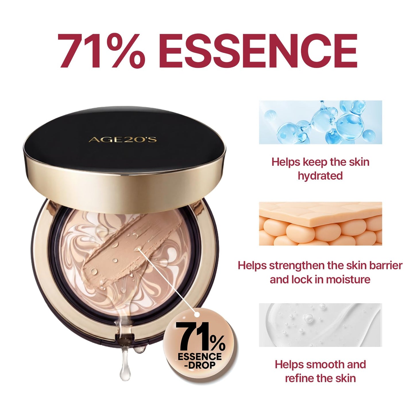 [MINI SIZE] AGE20'S Signature Essence Pact | 29W | Vegan Korean Cushion Foundation | Pack of 1 | Cream Foundation, Dewy & Glow Finish, Natural Coverage, SPF 50+ | 0.14 oz