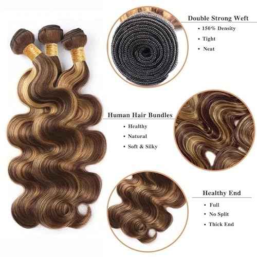 30 32 34 Inch Color 27 Bundles Human Hair Blonde Body Wave Bundle Highlight 3 Bundles Brazilian Virgin Hair Extensions