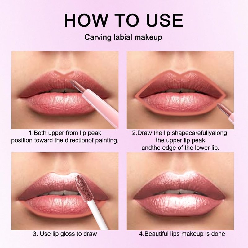 Rose Gold Metallic Lip Liner and Lipstick Combo Lip Gloss Tints Stain Set Makeup for Women Long Lasting Waterproof 24, Light Pink Metallic Glitter Shimmer Iridescent Liquid Lipstick lippies Lip Gloss