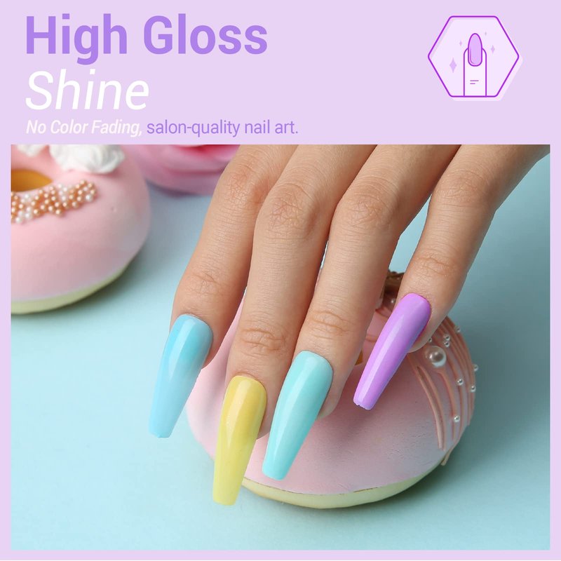 modelones Spring Pastel Gel Nail Polisht, 6 Colors Easter Pink Purple Blue Green Shades Macaron Colors Nail Art Gel Design for Women Girl Nail Lovers Gift Salon DIY
