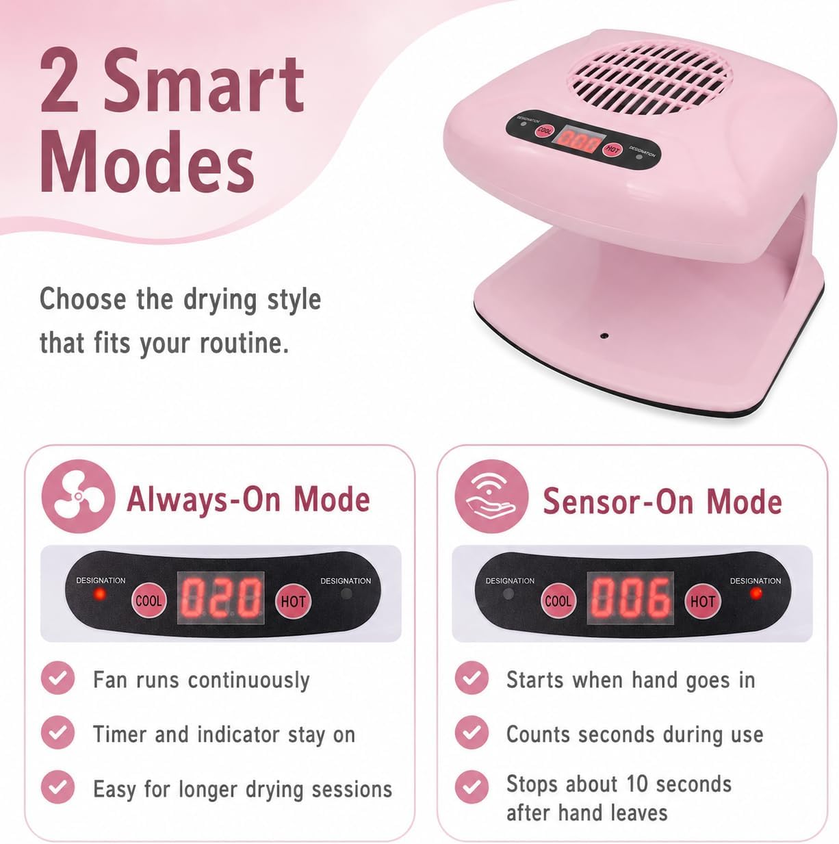 Skiennix Nail Dryer - 300W Auto Sensor Fan for Quick Hot & Cold Air Drying | Salon & Home Use