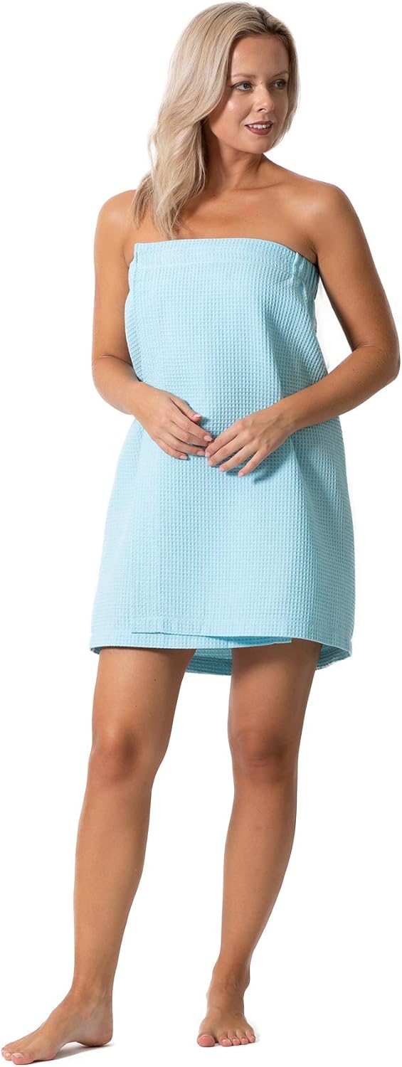 Turkish Linen Waffle Spa Body Wrap - Adjustable Closure for Women | Luxurious Comfort