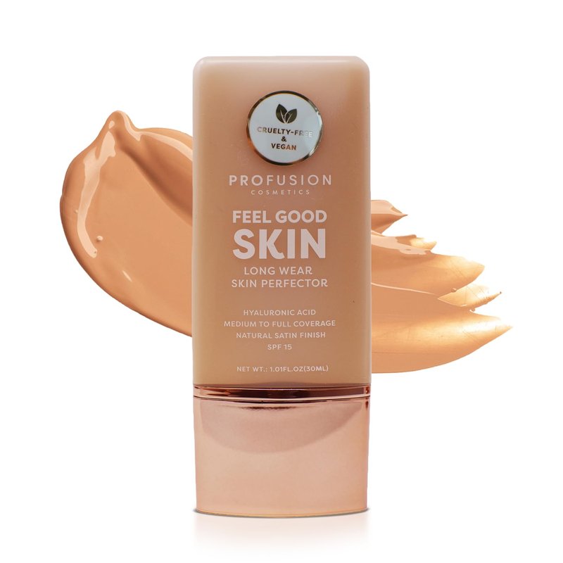 Profusion Cosmetics Lightweight Liquid Foundation - Flawless Radiance, Breathable Vegan Makeup for Uneven Skin Tone | Medium 5