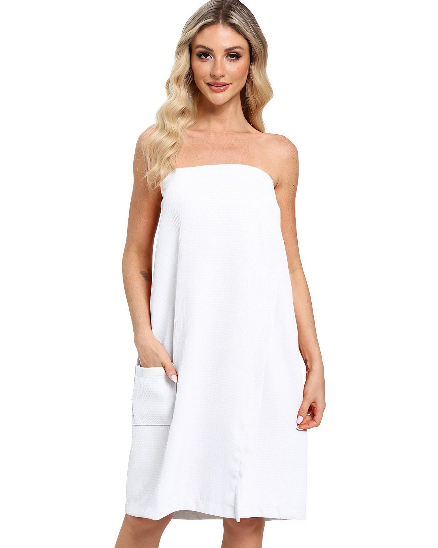 Xeoxarel Waffle Towel Wraps for Women, Lightweight Soft Shower Wrap, Perfect for Spa, Sauna, and Pool White Ivory