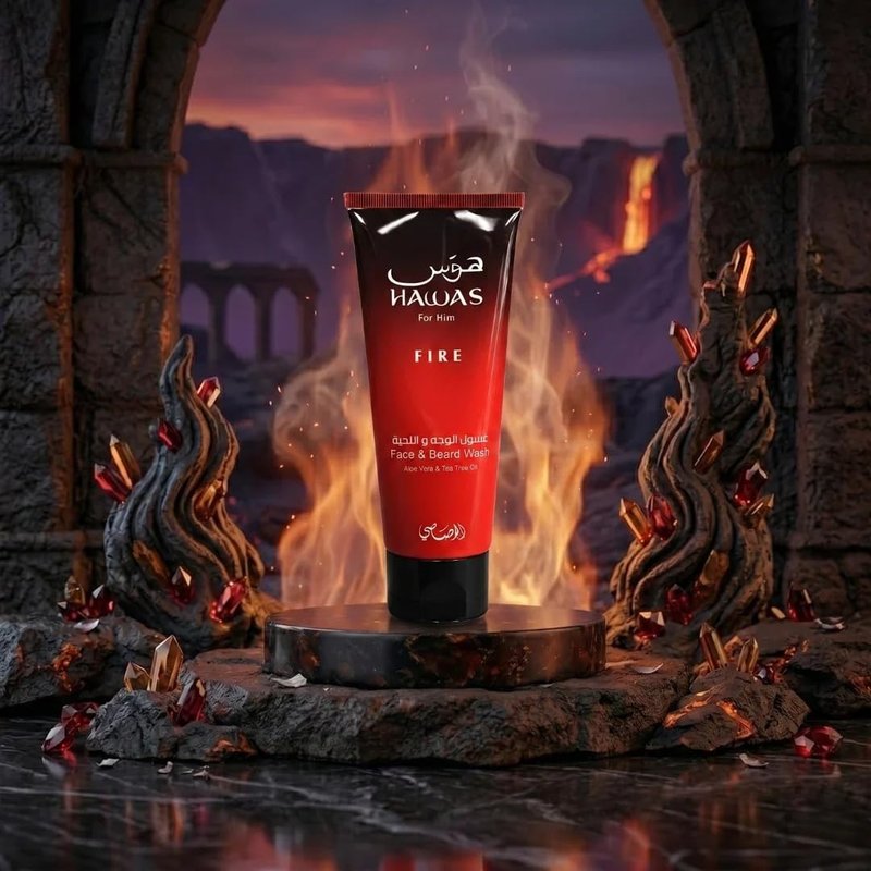 RASASI Hawas Fire For Men - 3-Piece Gift Set with Eau De Parfum, Face & Beard Wash, Shower Gel | 100ml (3.4 Oz)