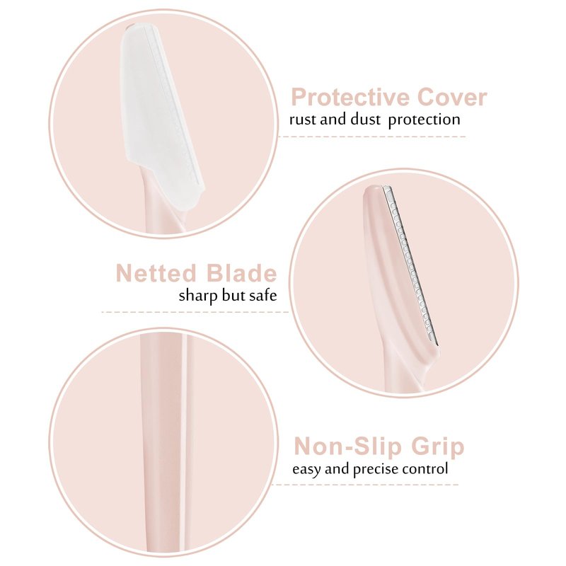 HFATMOS 21 Pcs Eyebrow Razors, Face Razors Multipurpose, Exfoliating Dermaplaning Tools, Eyebrow Trimmers Shaver with Protective Cover, Facial Hair Removal for Women Men Body Use (Light Pink)