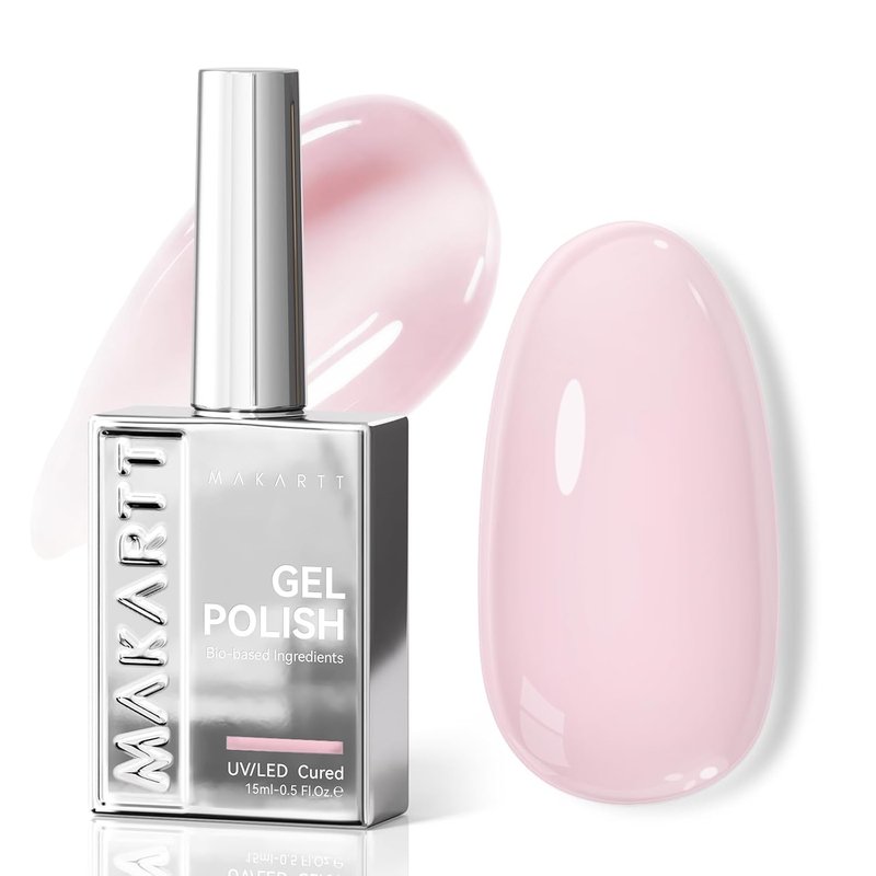 Milky Pink Gel Nail Polish - Hema-Free Jelly Formula for Soak Off UV LED Nail Art | 15ML Translucent Finish