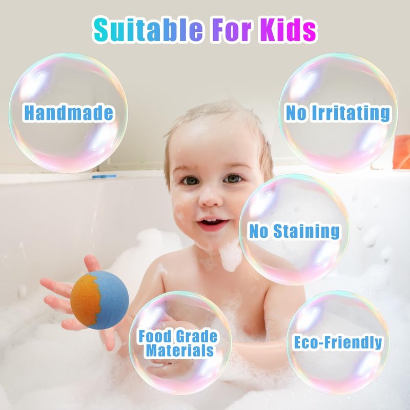 Bath Bombs for Girls with Toys Inside, Kids Bath Bombs with Jewelry Inside, 12 Pcs Natural Bubble Bath Set for Skin Moisturizing, Birthday Christmas Easter Gifts for 4 5 6 7 8 Year Old