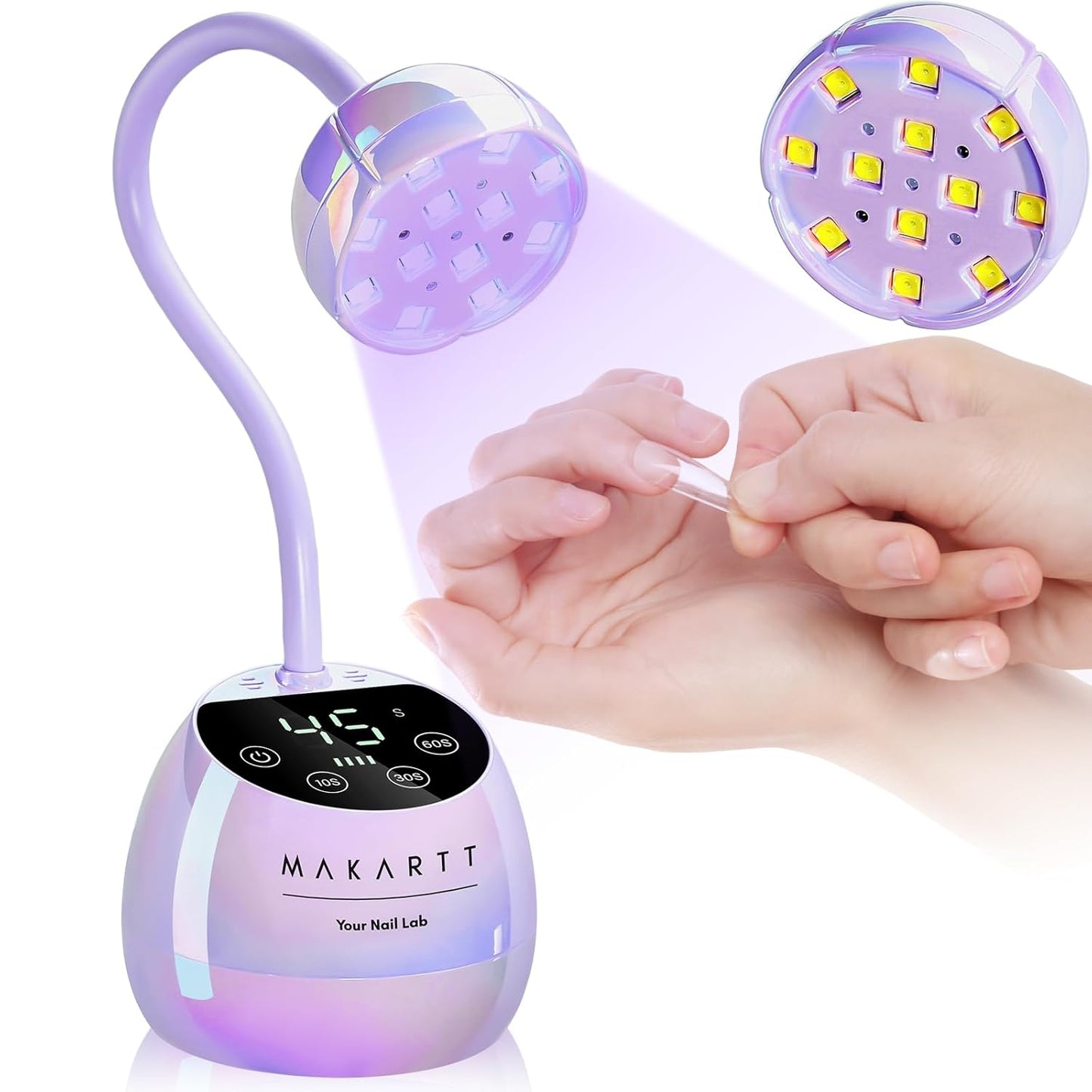 UV LED Nail Lamp - Cordless Gooseneck Light for Gel Nails | Fast Curing with Auto Sensor (Glazed Purple)