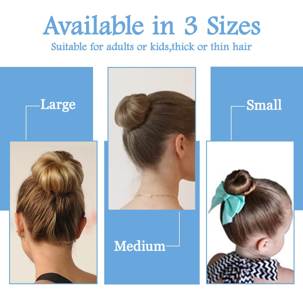 TsMADDTs Donut Hair Bun Maker, 3 pcs Dark Brown Ring Style Bun Maker with 20 pcs U Shaped Hair Pins for Women Dance