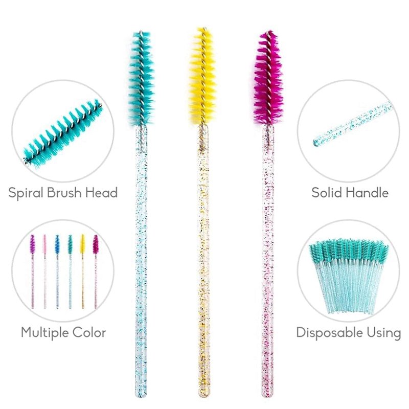 i-Laesh Crystal Mascara Sticks, Disposable Eyebrow Eyelash Brushes for Eyelash Extensions, Eyelash Makeup Tool, Pack of 100 (Black)