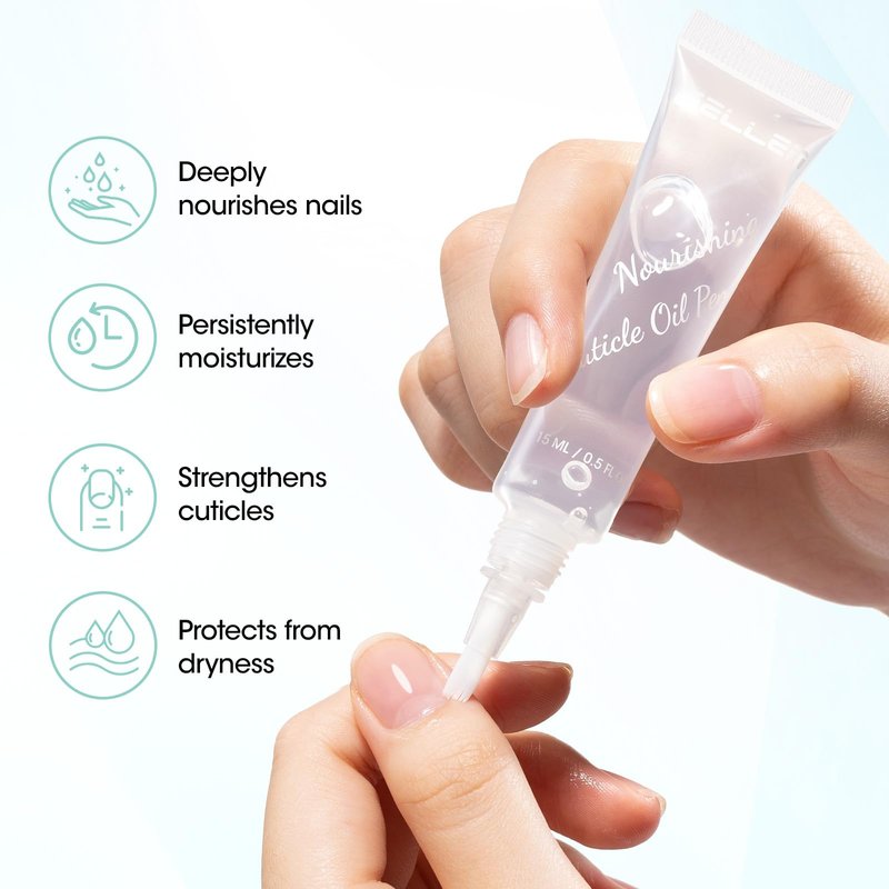 Gellen Nail Cuticle Oil Pen, Travel-sized Soft Brush Design, Rich in Jojoba Oil & VE, Soften Cuticle & Moisture for Dry Thin Nails, 15ml Fragrance-free