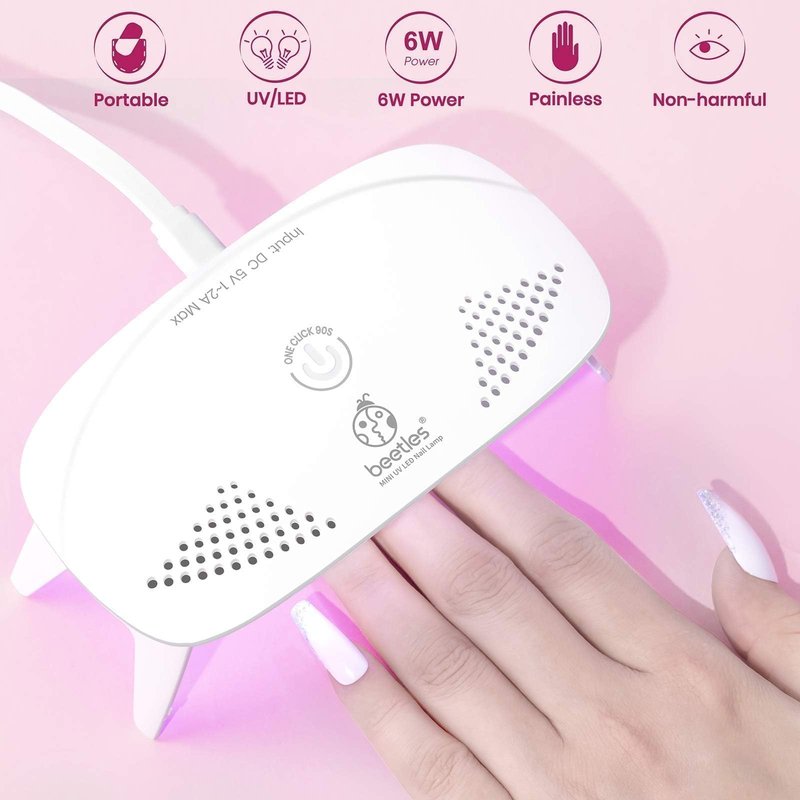 Beetles Uv Light for Nails Mini Nail Lamp Poly Nail Gel Curing Lamp Nail Gel Portable UV Led Nail Light for Gel Top Coat Gel Nail Polish Manicure Tool DIY Nail Art