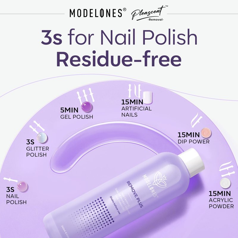 Modelones Nail Polish Remover - Gentle Gel Polish Remover with Jojoba Oil | 8 Fl Oz Lavender for Easy Soak Off