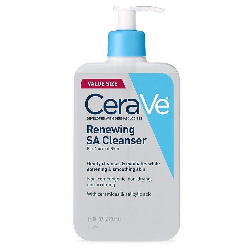 CeraVe Renewing Salicylic Acid Cleanser - Gentle BHA Exfoliating Face Wash with Hyaluronic Acid & Niacinamide | 16 Ounce