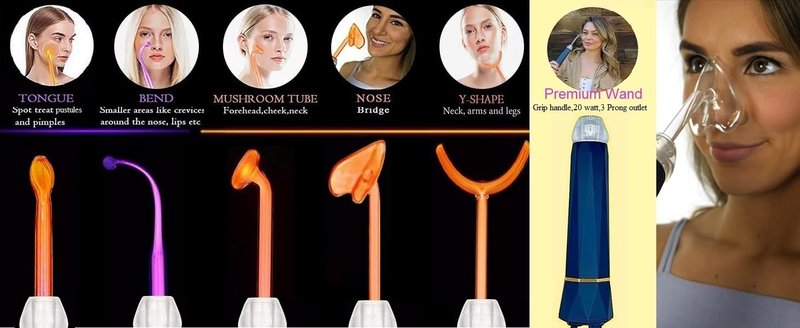 Lift Wand 2.0 Facial Anti-Aging Skin Therapy Wand Up to 20 Watt Power Includes 5 attachments w/Exclusive Nose Attachment w/ 3 Prong Safety Cord
