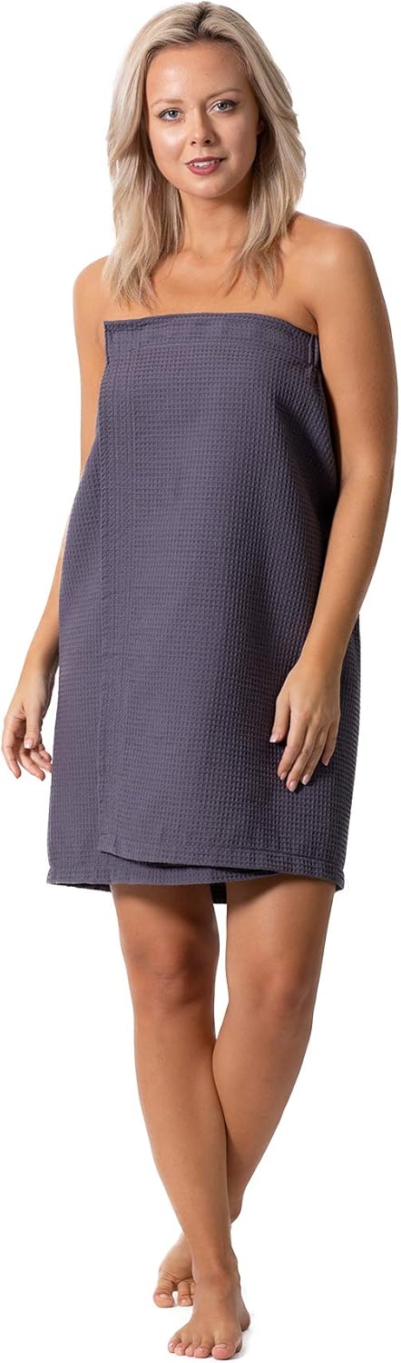 Turkish Linen Waffle Spa Body Wrap for Women - Adjustable Closure, Soft & Absorbent