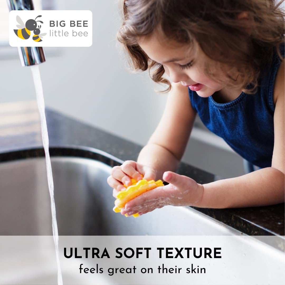 Big Bee, Little Bee - Kids Original ScrubBEE, 100% Silicone Childrens Bath Scrubber, Promotes Effective Independent Hand & Body Washing, As Seen on Shark Tank (Lime)