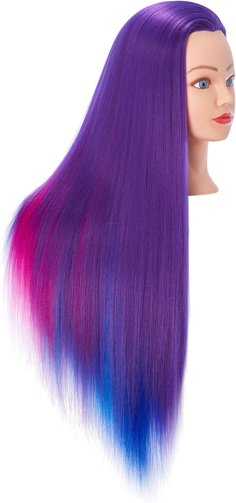 Hairingrid 26"-28" Mannequin Head Hair Styling Training Head Manikin Cosmetology Doll Head Synthetic Fiber Hair and Free Clamp Holder (Colourful)