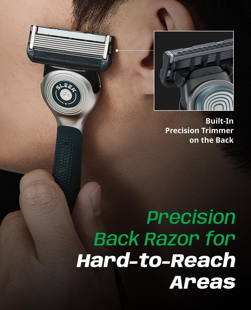 DORCO SLEEK Six Blade Razor System - Precision Shaving with Multi-Flex Technology | 8 Refill Cartridges
