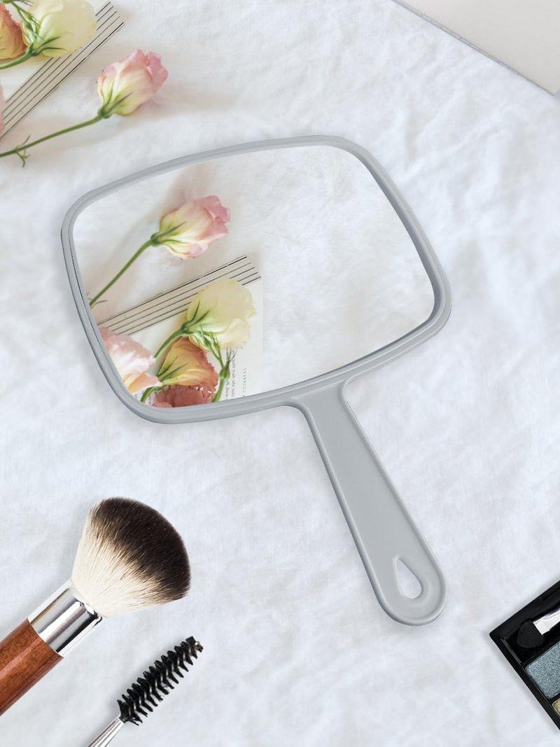 Gladmart Hand Mirror Salon Barber Hairdressing Handheld Mirror with Handle (Square Grey 7.4 x 10.3 inches)