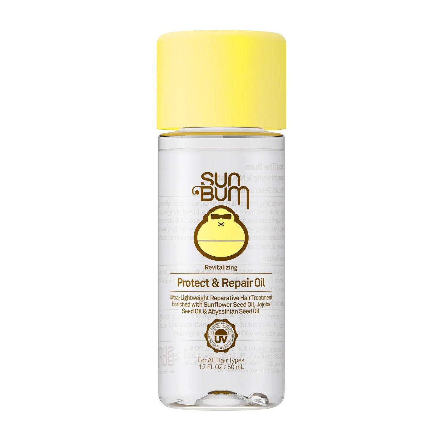 Sun Bum Revitalizing Protect and Repair Hair Oil - Light-weight Hair Care Treatment - Strengthen and Hydrates - UV Protection against Heat Damage and Sun Rays - Enriched with Jojoba Oil - 1.7 oz
