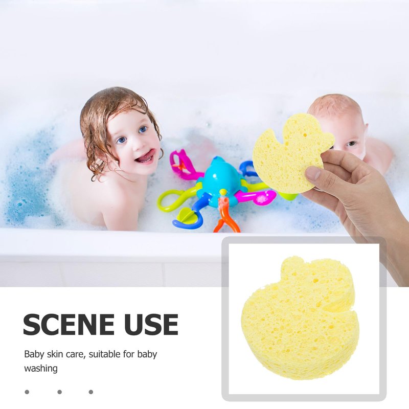 minkissy Cute Bath Sponge for Newborns Soft Yellow Duck Bathing Sponges for Kids, Baby Cartoon Bath Sponge Gentle Exfoliating Bath Supplies