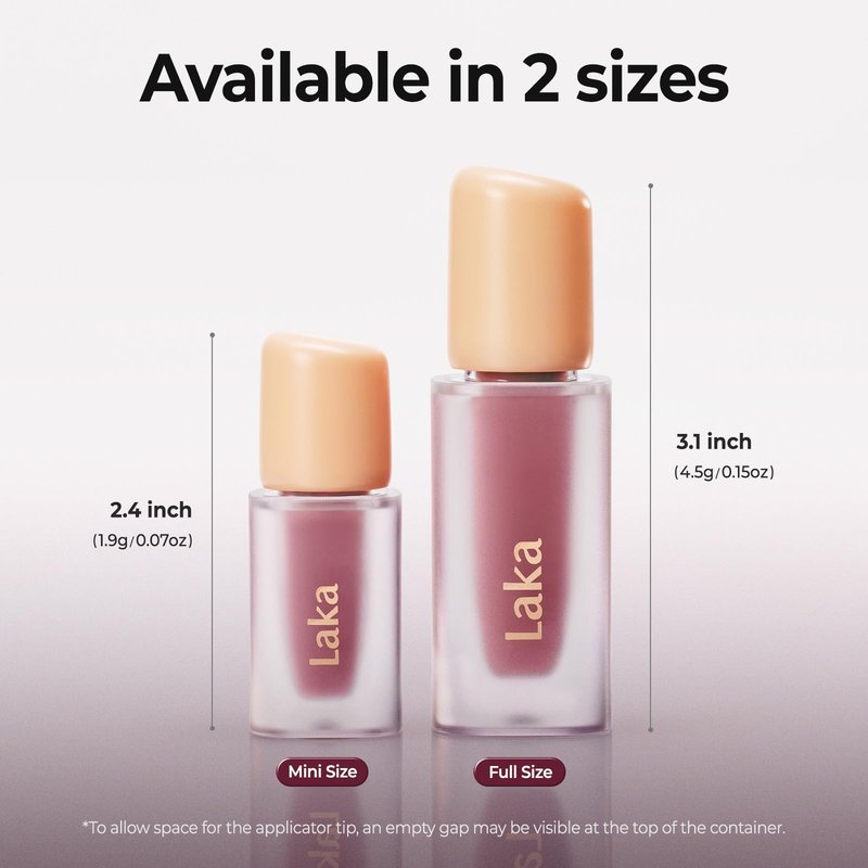 Laka Fruity Glam Lip Tint Mini, 1.9g/0.07oz, Glowing Lip Stain with Wide Color Spectrum, Hydrating & Lightweight Texture, Long-Lasting Bold Stain, Non-Sticky, Vegan, K-Beauty (#103 Humming)