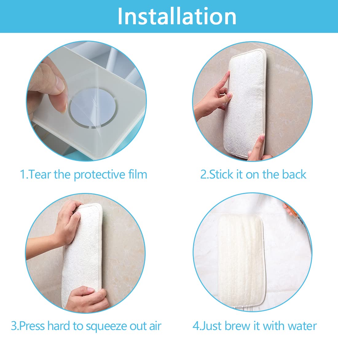 ReignSword Back Scrubber for Shower, Hands-Free Exfoliating Back Loofah Body Sponge Scrubber, Wall Mounted Back Scrubber for Shower for Men Women (Self-Adhesive Sheet or Suction Cup)
