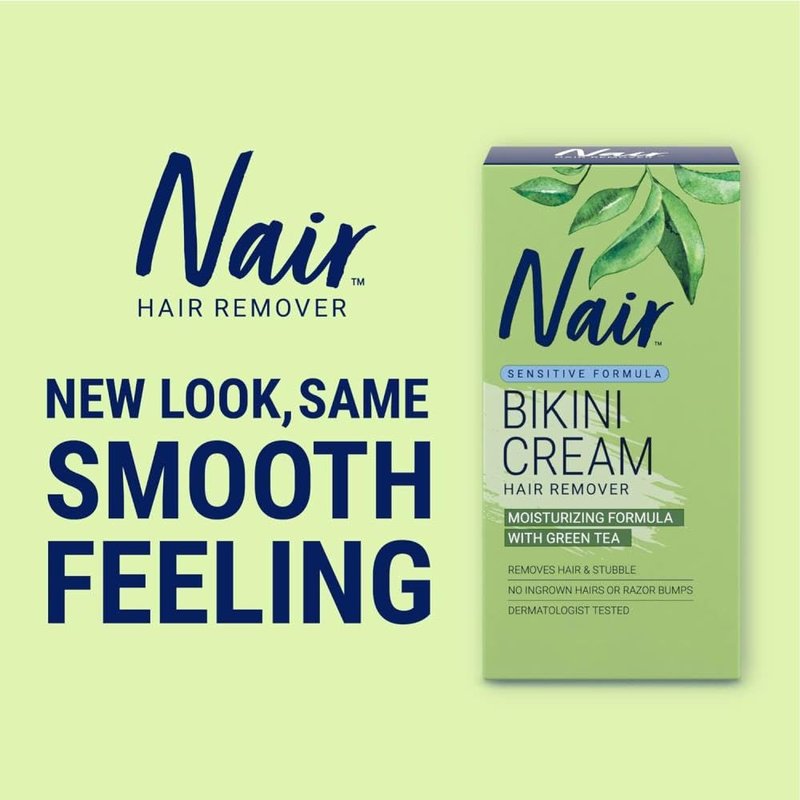 Nair Hair Remover Bikini Cream With Green Tea Sensitive Formula 1.70 Oz (Pack Of 5)