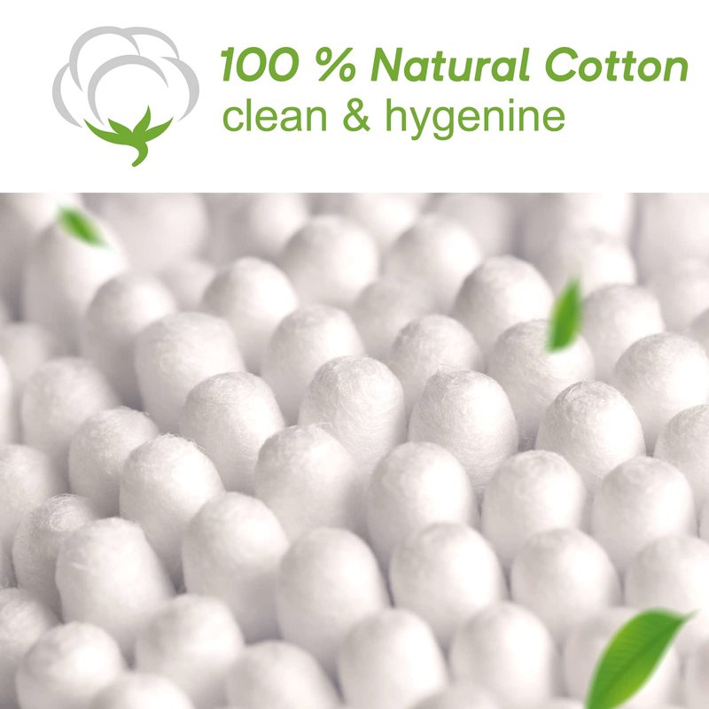 Eyxformula 1000 Count Organic Cotton Swabs, FSC Certified, Biodegradable, Double-Tips - Stronger Bamboo Sticks & Extra Cotton Buds for Ear Cleaning, Makeup, Beauty, Personal Hygiene, First Aid, Crafts