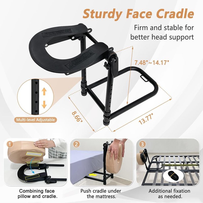 Massage Headrest for Bed Face Cradle, Home Mattress Top Massage Kit Face Down Pillow, Massager Head Rest for Mattress, After Eye Surgery Recovery Equipment, Head Cradle and Face Rest Support Cushion
