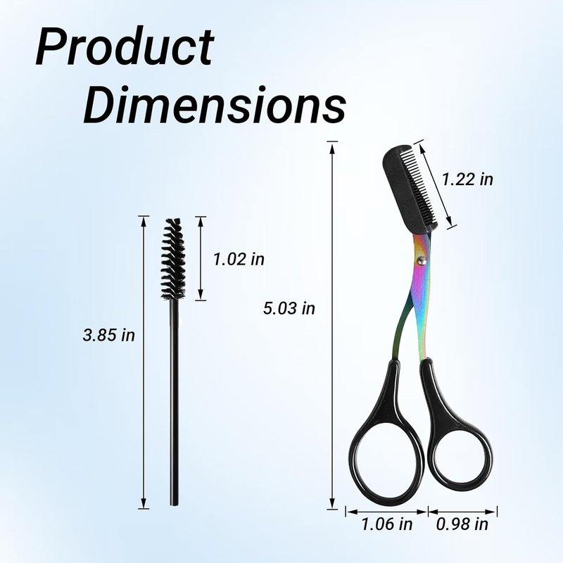 2 in 1 Eyebrow Scissors with Comb and Brush – Professional Stainless Steel Trimmer for Women and Men, Precision Beauty Grooming Tool for Shaping and Makeup Prep