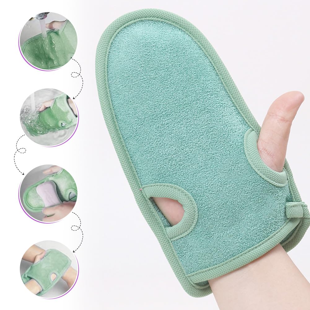 ericotry 3PCS Bathing Shower Exfoliating Mitts Towel Soft Skin Care Face Body Wash Massage Spa Mittens for Adult and Kids(Color Random)