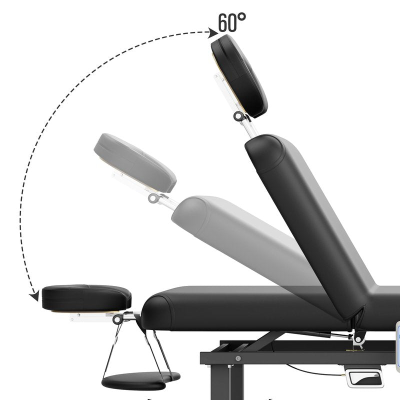 Olela Electric Massage Table with Heated Function- Heated Massage Table with Electric Lift & Manual Adjustable Backrest, Treatment Table with Storage and Metal Frame for Massage, Spa So On