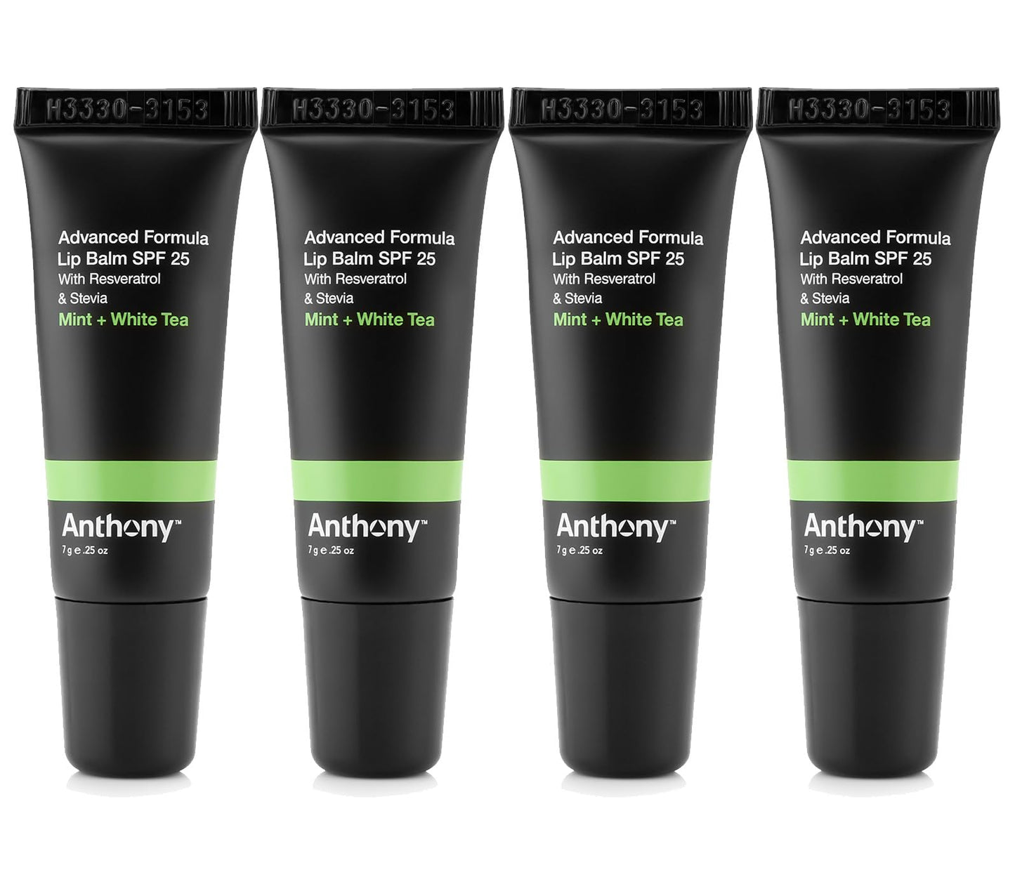 Anthony SPF 25 Lip Balm with Sunscreen for Lips 4-Pack, Contains Green Tea Extract Shea Butter and Vitamin E Moisturizing Repair Treatment for Chapped and Dry Lips Hydrates Protects and Nourishes Lips