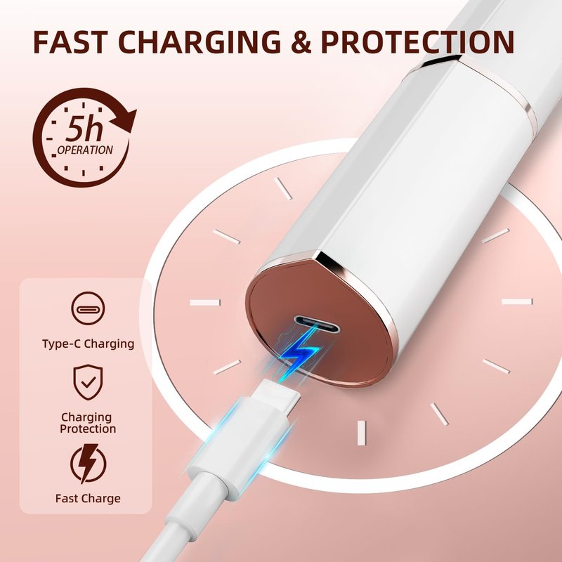 Skiennix Facial Hair Removal - Electric Rechargeable Painless Hair Remover for Women | LED Light, Compact Design