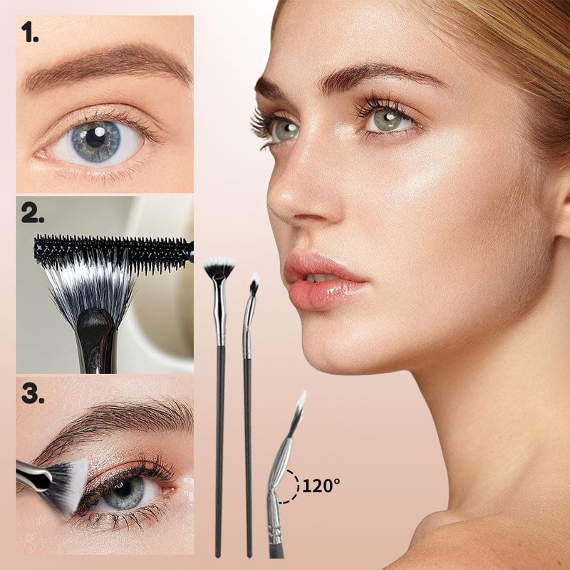 Folding Angle Scalloped Lash Brush,Mascara Brush Eyelash Comb Separator for Upper Lower Eye Lash,Foldable Curled Eyelash Brush Eye Makeup Tools (1 PCS)