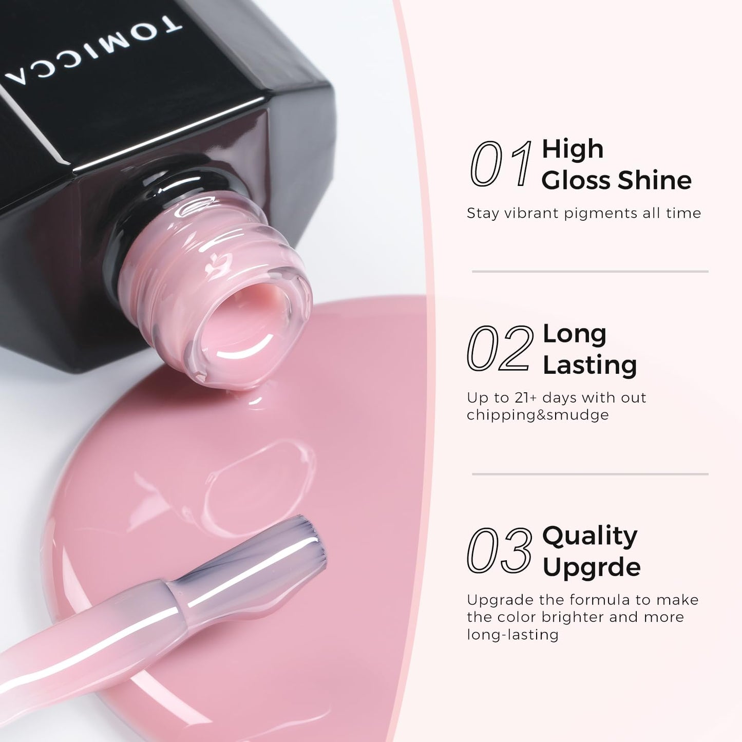 TOMICCA Sheer Pink Gel Nail Polish, 15ml Jelly Pink Gel Polish，Soak Off UV LED，Color Long Lasting Sheer Translucent Nail Art Manicure French Salon Gifts For Woman