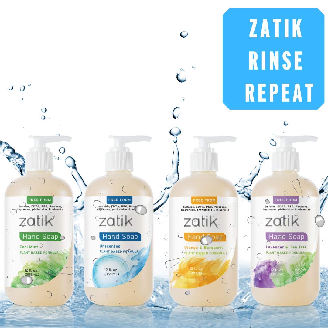 Zatik Naturals - Unscented Liquid Hand Soap | Moisturizing & Grey Water Safe, 12 fl oz (Pack of 6)