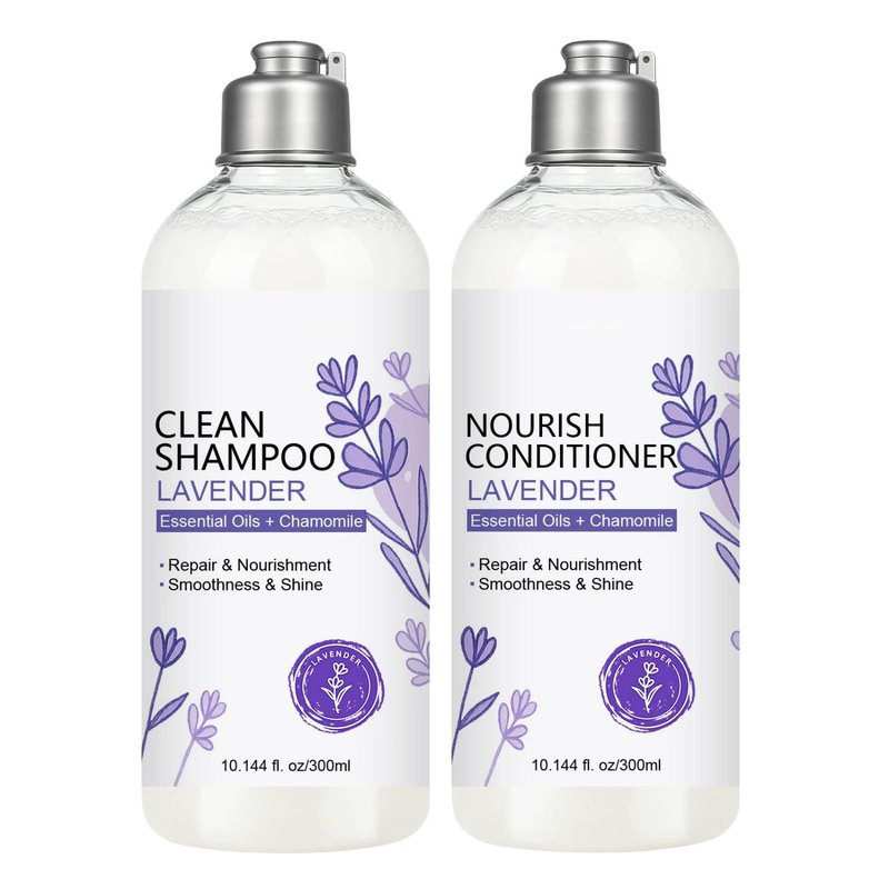 Lavender Shampoo and Conditioner Set, Lavender Essential Oil + Chamomile Hair Care Strengthen Nourish Damaged/Dry Hair, Strengthen & Prevent Hair Loss, Deep Hydration, Silky Shine for Women & Girls