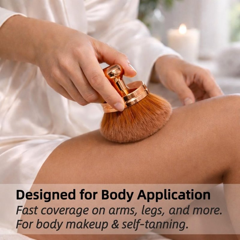 GOERTI Extra Large Self Tanner Brush, Body Makeup & Legs Bronzing Brush — Ultra-Dense Kabuki Foundation Brush for Tanning Mousse, Bronzer,Body Foundation & Glow Cream | Streak-Free Face Body Blending