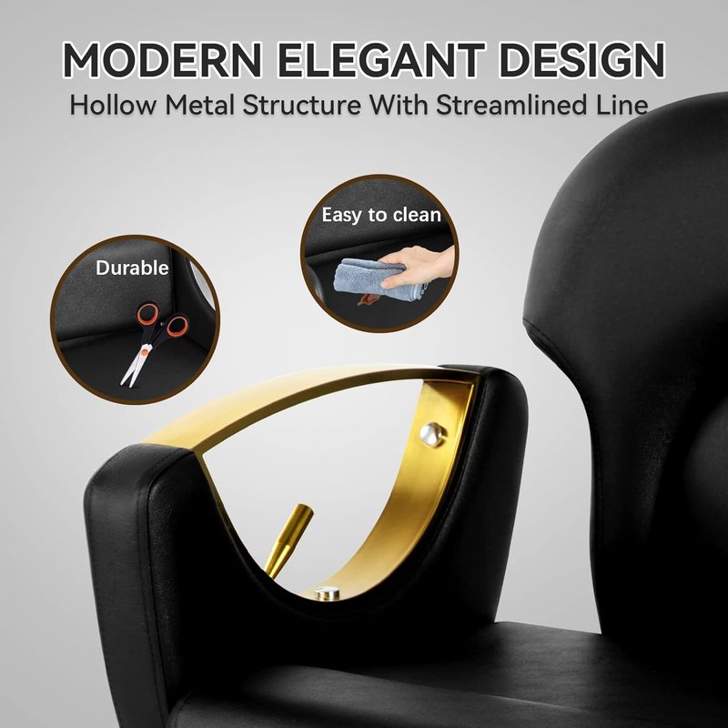 Barber Salon Chair for Hair Stylist,Height Adjustable Hair Chair with Professional Hydraulic PUM,Multi-Function Shampoo Tattoo Beauty Salon Hairdresser Armchair for Barbershop(Black)