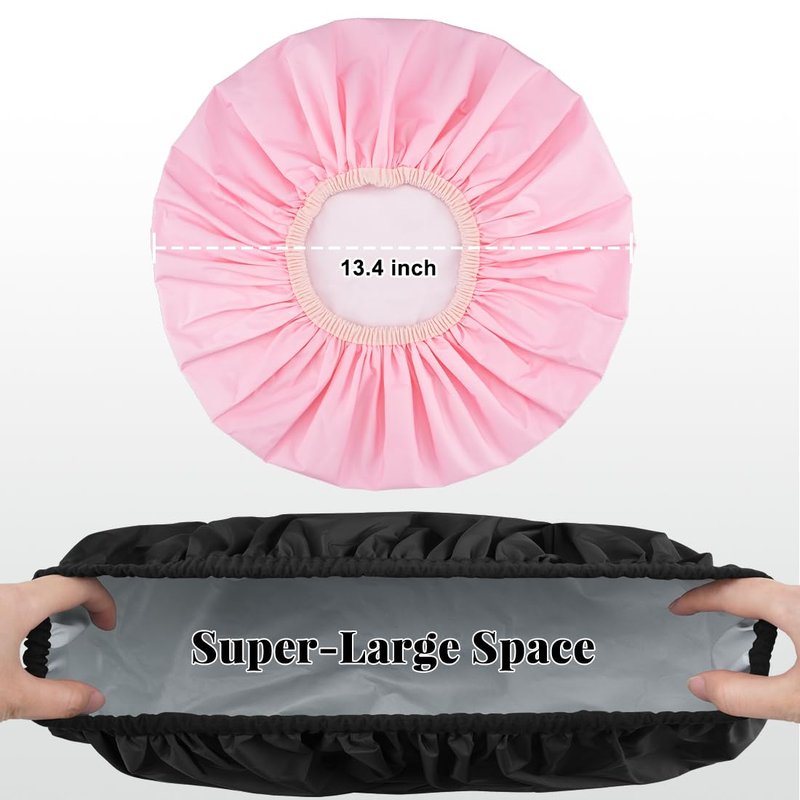 3 Pack Waterproof Shower Cap for Women, Reusable Bath Cap for Long Hair, Comfortable Hair Cap for Shower and Home Use