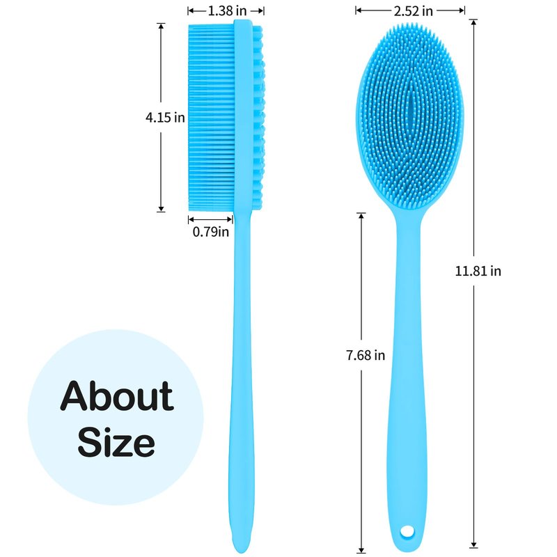 Silicone Body Scrubber with Handle,Double Sided Shower Brush-Body Exfoliator Scrubber&Soft Silicone Bath Body Brush.Massage Can Produce Rich Foam is Cleanse Every inch of Your Skin Simply Effectively