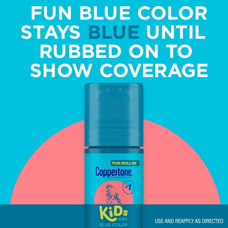 Coppertone Kids Sunscreen Roll-On SPF 50 - Tear-Free Zinc Oxide Protection | 2.5 Fl Oz Tube