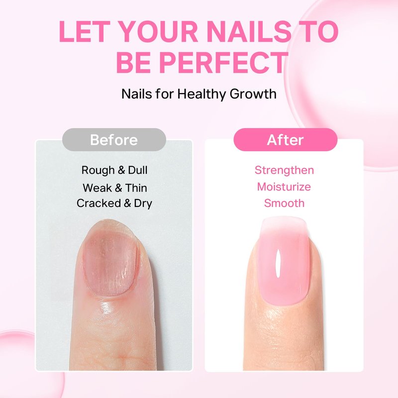 MIZHSE Nail Strengthener and Growth Nail Hardener Extra Strong and Growth, Nail Repair for Thin and Damaged Nails, Concealer Ridge Filler Foundation Polish Pink 16ML