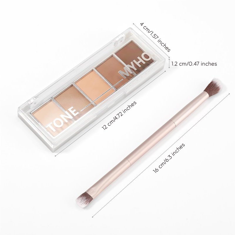5 Colors Matte Eyeshadow Palette with Brush - Neutral Nude Taupe Dark Brown Eye Shadow Palette Makeup, Natural Waterproof Cool-Toned Eyeshadow for Green & Blue & Brown Eyes and Smokey Makeup, 06#
