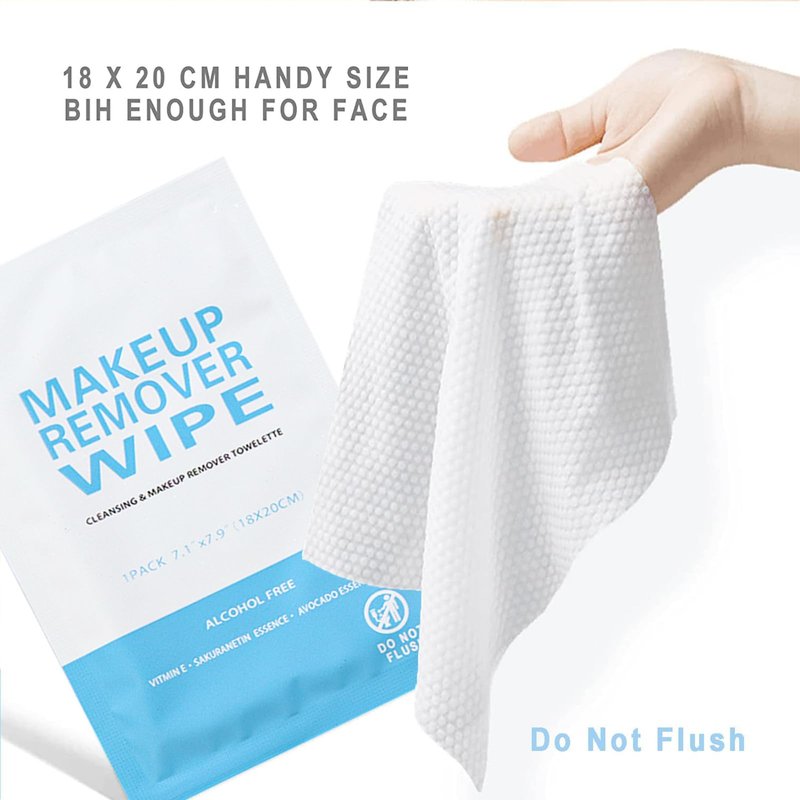 50 Pack Individual Makeup Remover Wipes, Individually Wrapped Face Cleansing Wipes, Travel Makeup Remover Cloth for Travel, Hotel Skin Care(Blue)