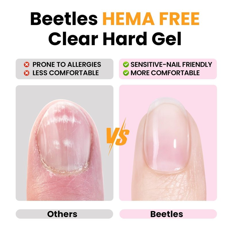 Beetles HEMA-Free Hard Gel-Dewy Breeze 1 oz 9 in 1 Nail Extension,Sculpting,Building Apex & Nail for Pros,Clear Builder Nails Gel,High Hardness, UV & LED Lamp Needed